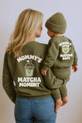 Mama und Mini Oversize Sweatshirts im Matcha-Ton im Partnerlook von VOODULU