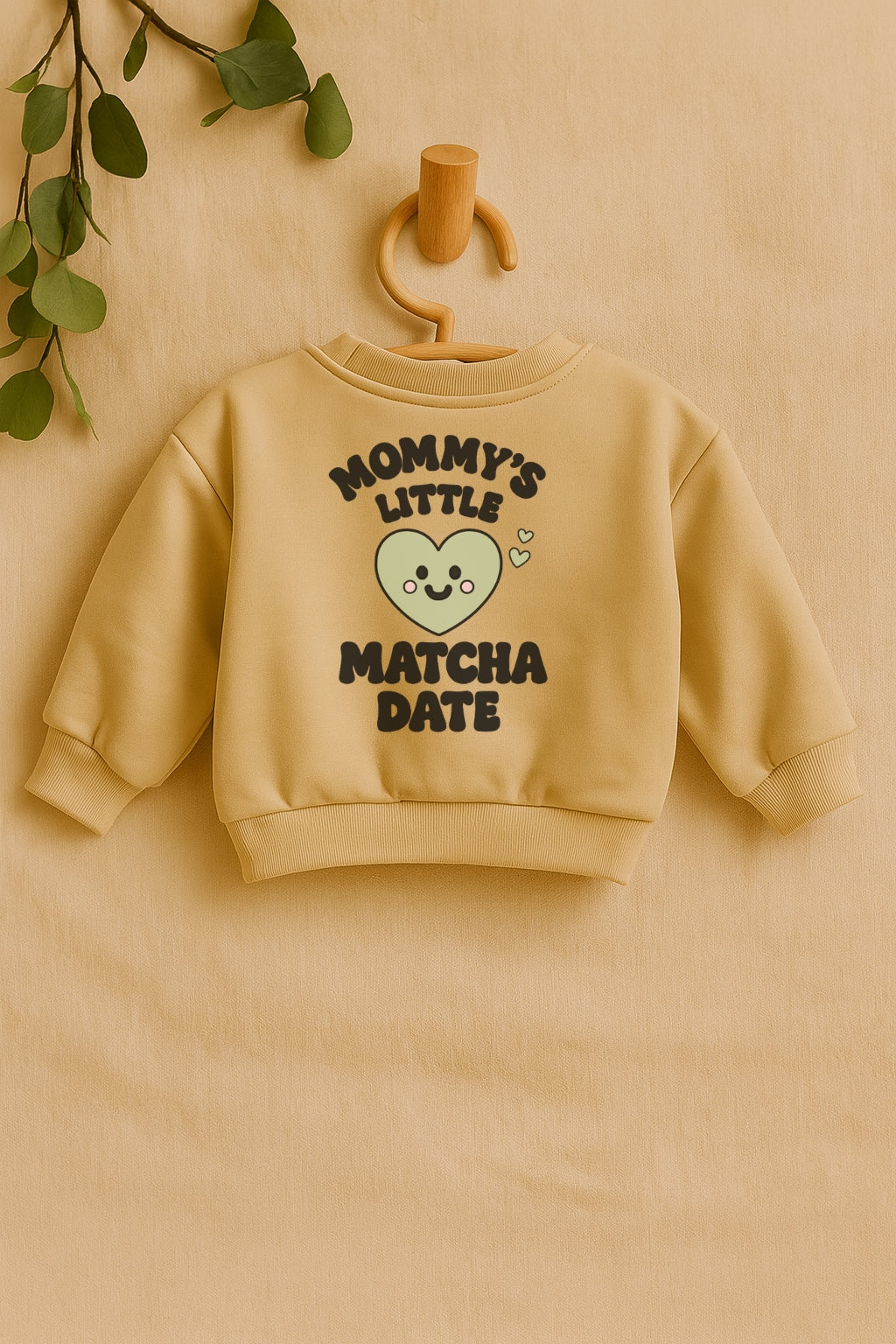 Baby und Kinder oversize Pullover in beige Mit Print auf dem Rücken Matcha Date 