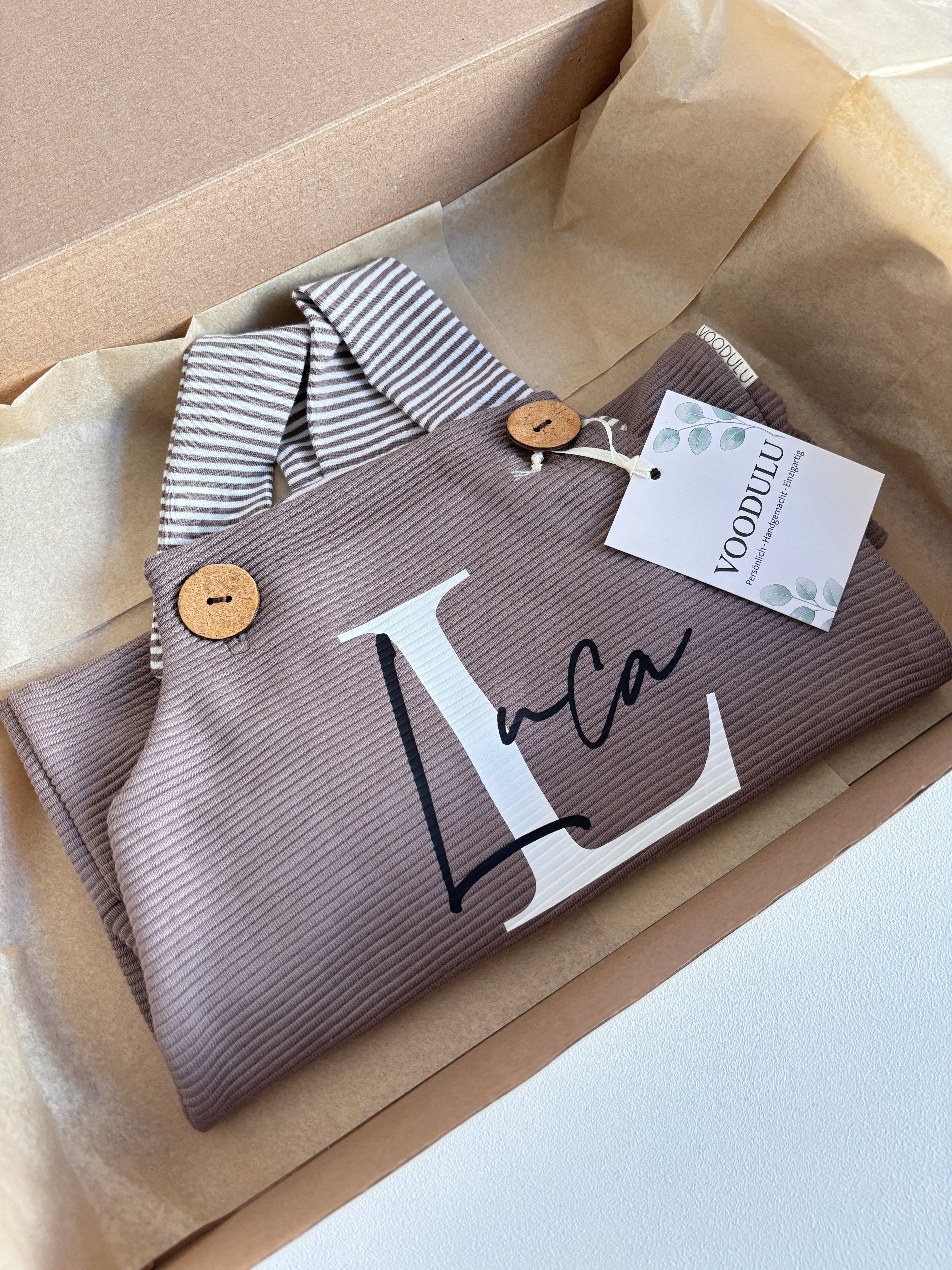 Personalisierte Latzhose "brown"