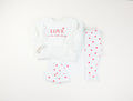 Baby Set mit Herzprint Leggings, Mütze und Oversize Pullover von VOODULU