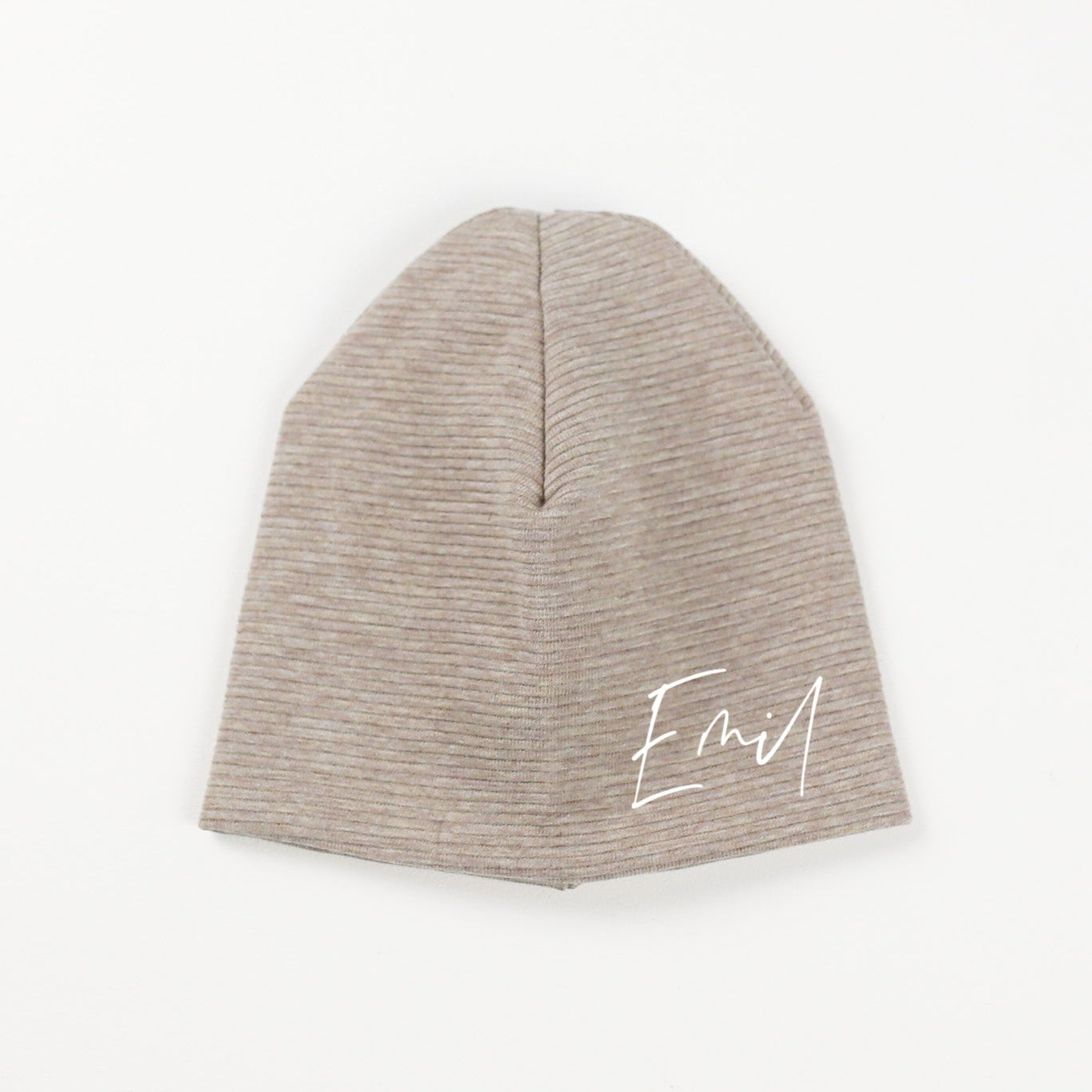Personalisierte Baby Mütze in Beige aus Rib-Jersey von VOODULU
