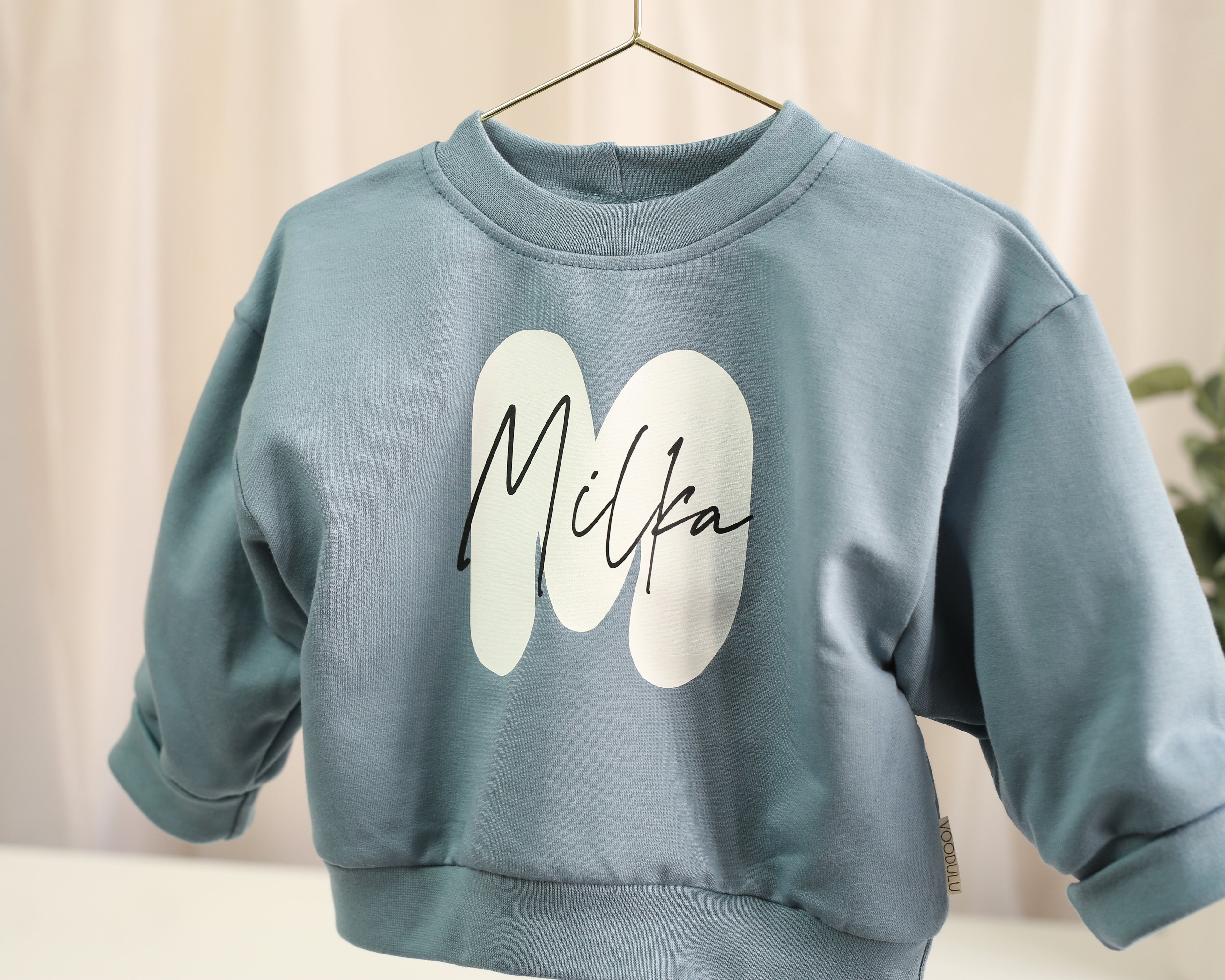 Oversize Pullover personalisiert – Dusty Blue