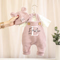Baby Set in Rosé mit Latzhose und passender Mütze aus Rib-Jersey von VOODULU