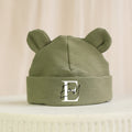 Personalisierte Baby Mütze in Olive mit Teddyohren von VOODULU