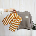Cozy Stripe Set – Taupe/Orange