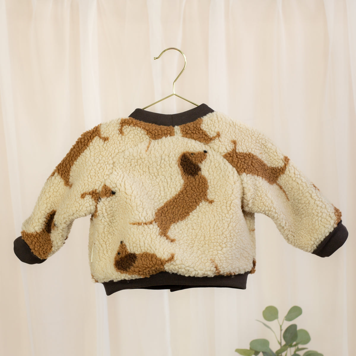 Teddy-Collegejacke Dackel in Creme | Petit Amour